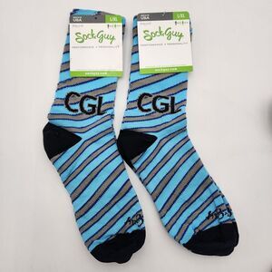 Sock Guy Stretch to fit L/XL Blue Gray Black Striped Performance NEW‎